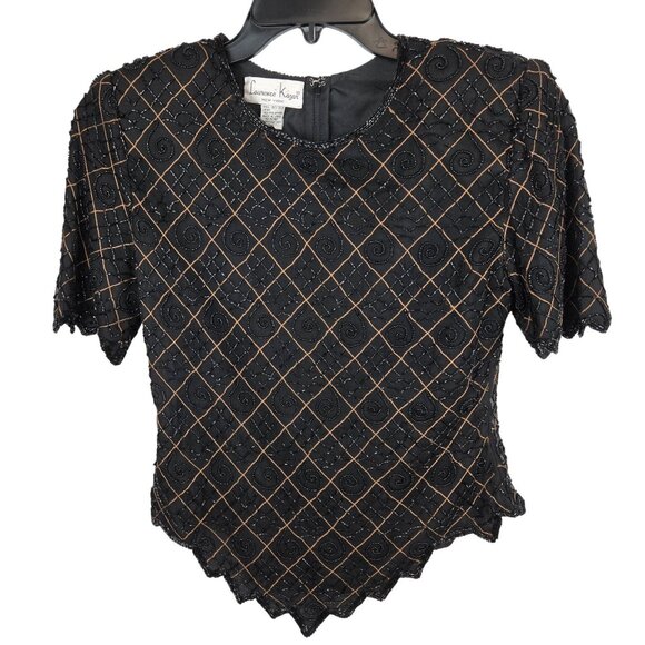 Womens Designer Dark Academia Whimsigoth Geometric Fairycore Black Brown Top PM - Picture 1 of 16